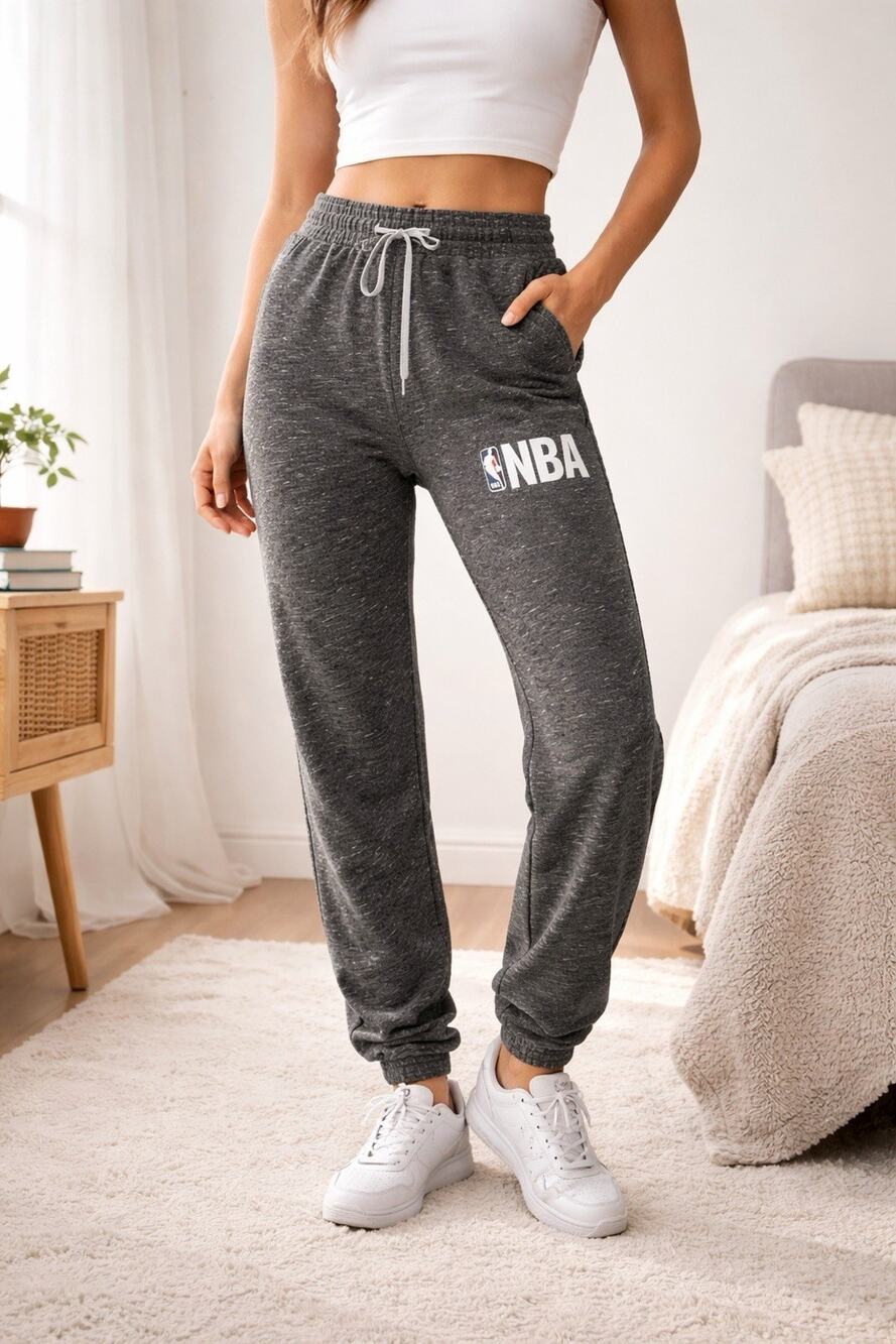 NBA Heather Gray Jogger Sweatpants Small Charcoal Athletic Lounge
